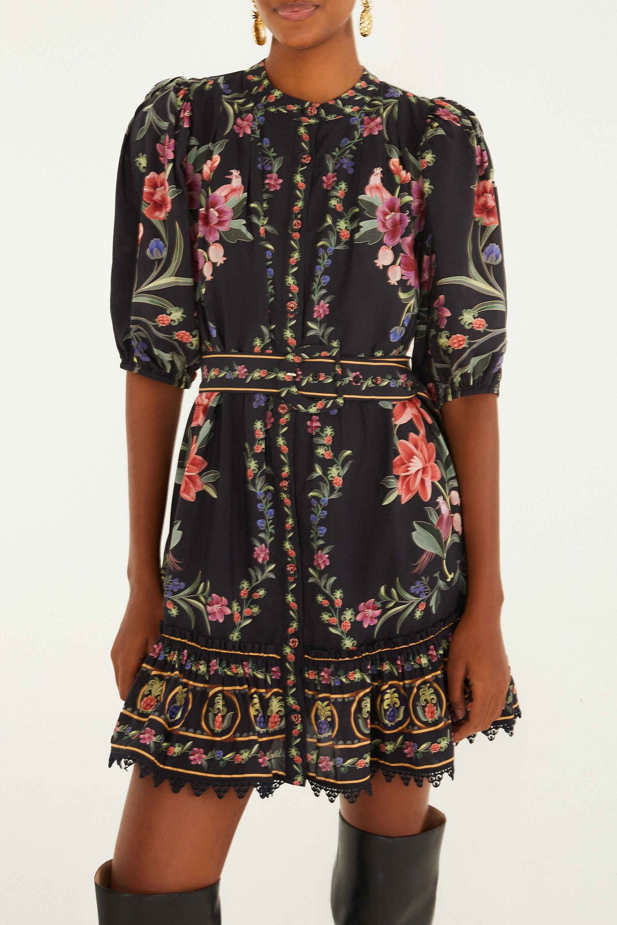 Belle Garden Short Dress - Black