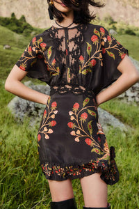 Robe courte Berry Garden - Noir