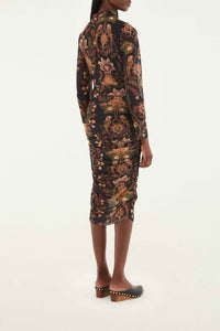 Robe midi Berry Garden - Noir