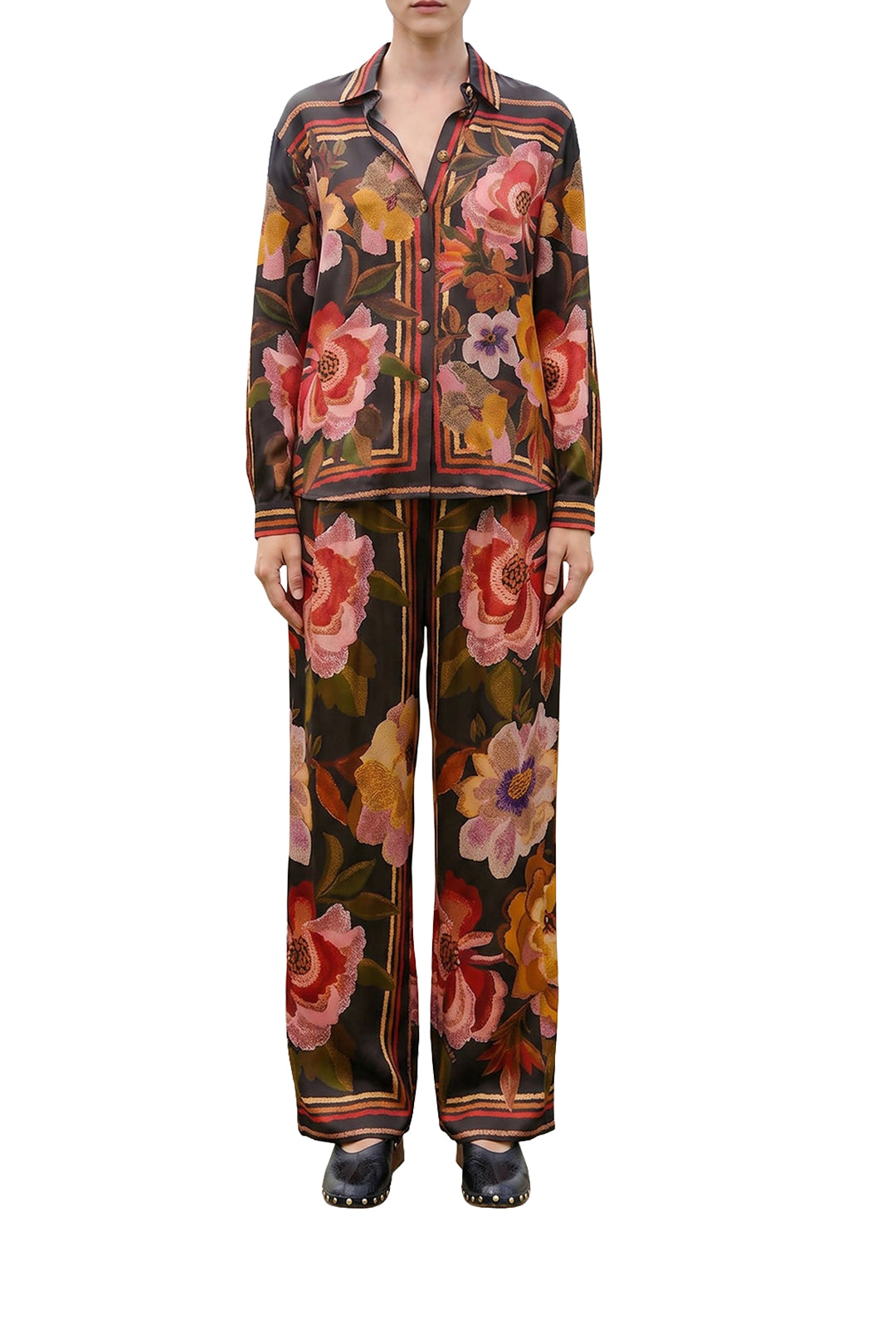 Chemise Chenille Flowers - Noir
