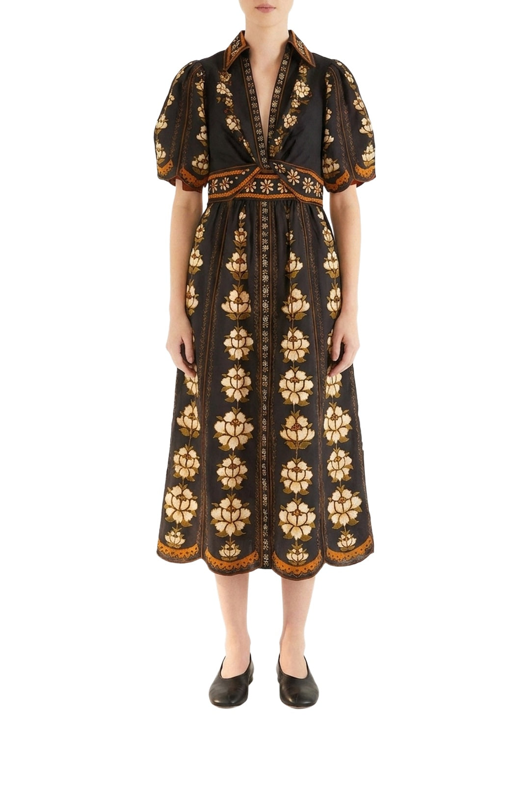 BADVIEW_NEW_Flowers Black Robe midi - Flowers Black