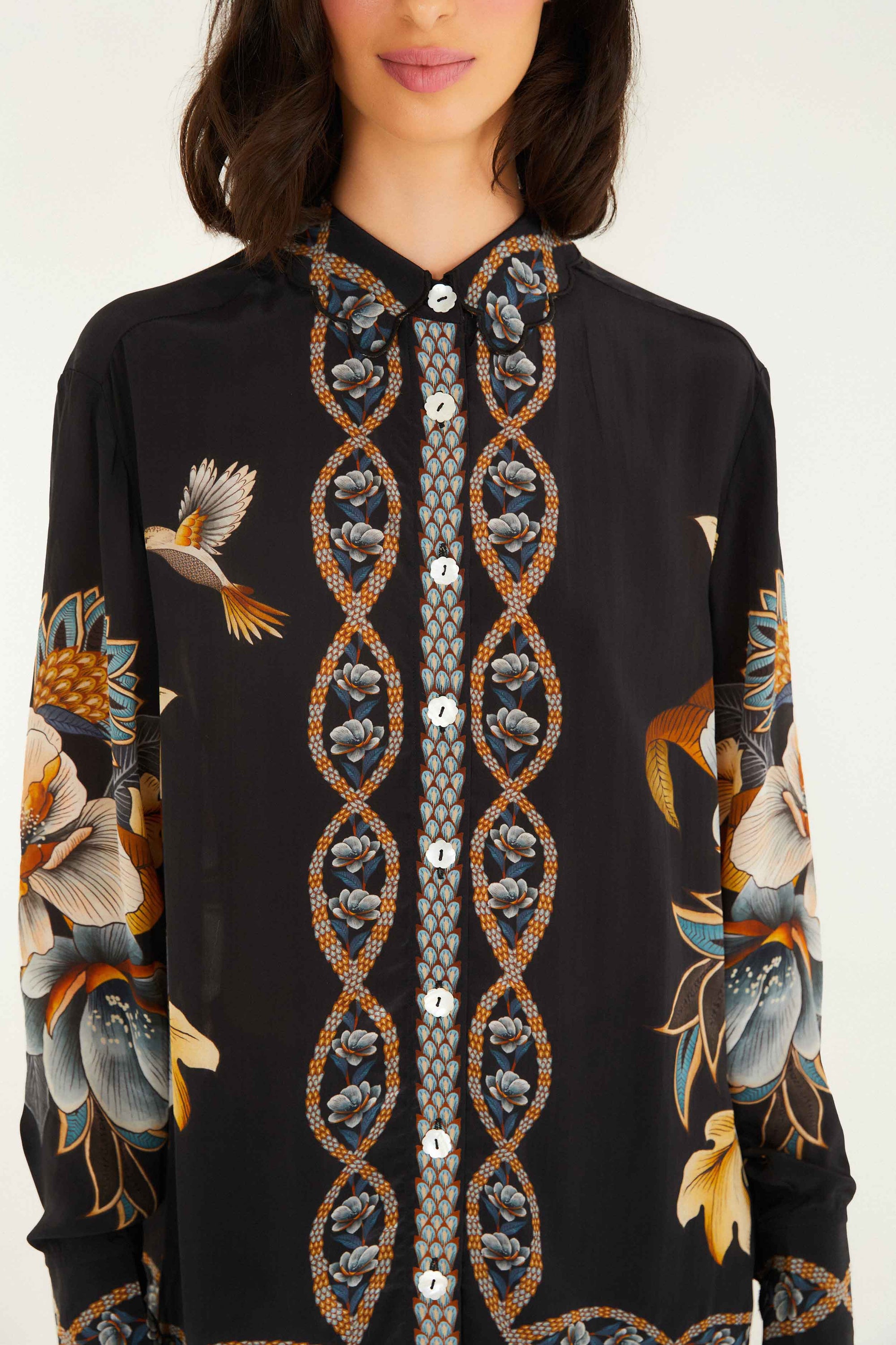 Snake Floral Black Chemise - Snake Floral Black