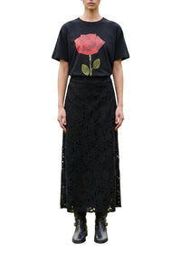 Jupe midi Flowered - Noir