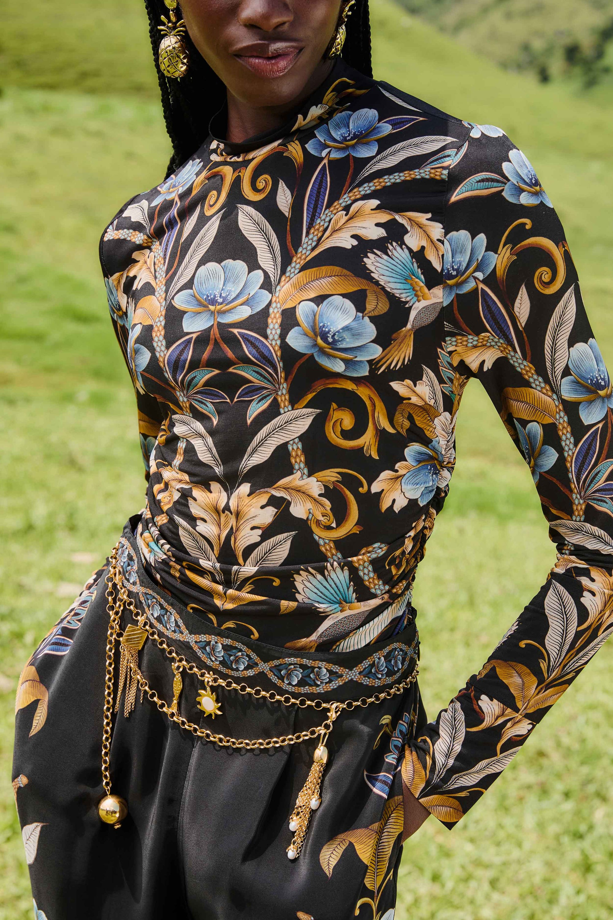Snake Garden Black Blouse - Snake Garden Black
