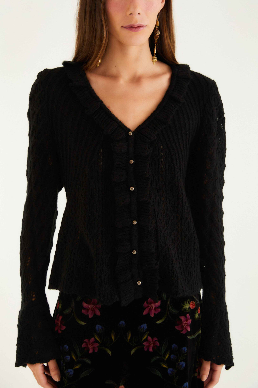 CHECK VUE_Black Cardigan - Black