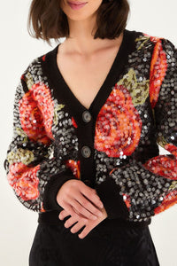 Cardigan Latin Roses - Noir