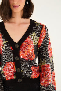 Latin Roses Black Cardigan - Latin Roses Black