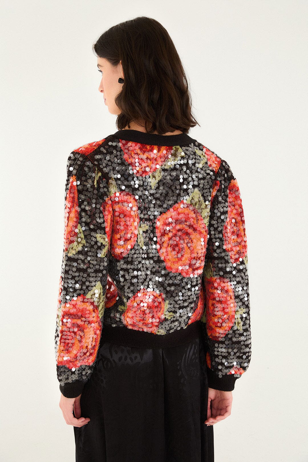 CHECK VUE_Latin Roses Black Cardigan - Latin Roses Black