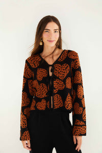 CHECK VUE_Leopard Hearts Black Cardigan - Leopard Hearts Black