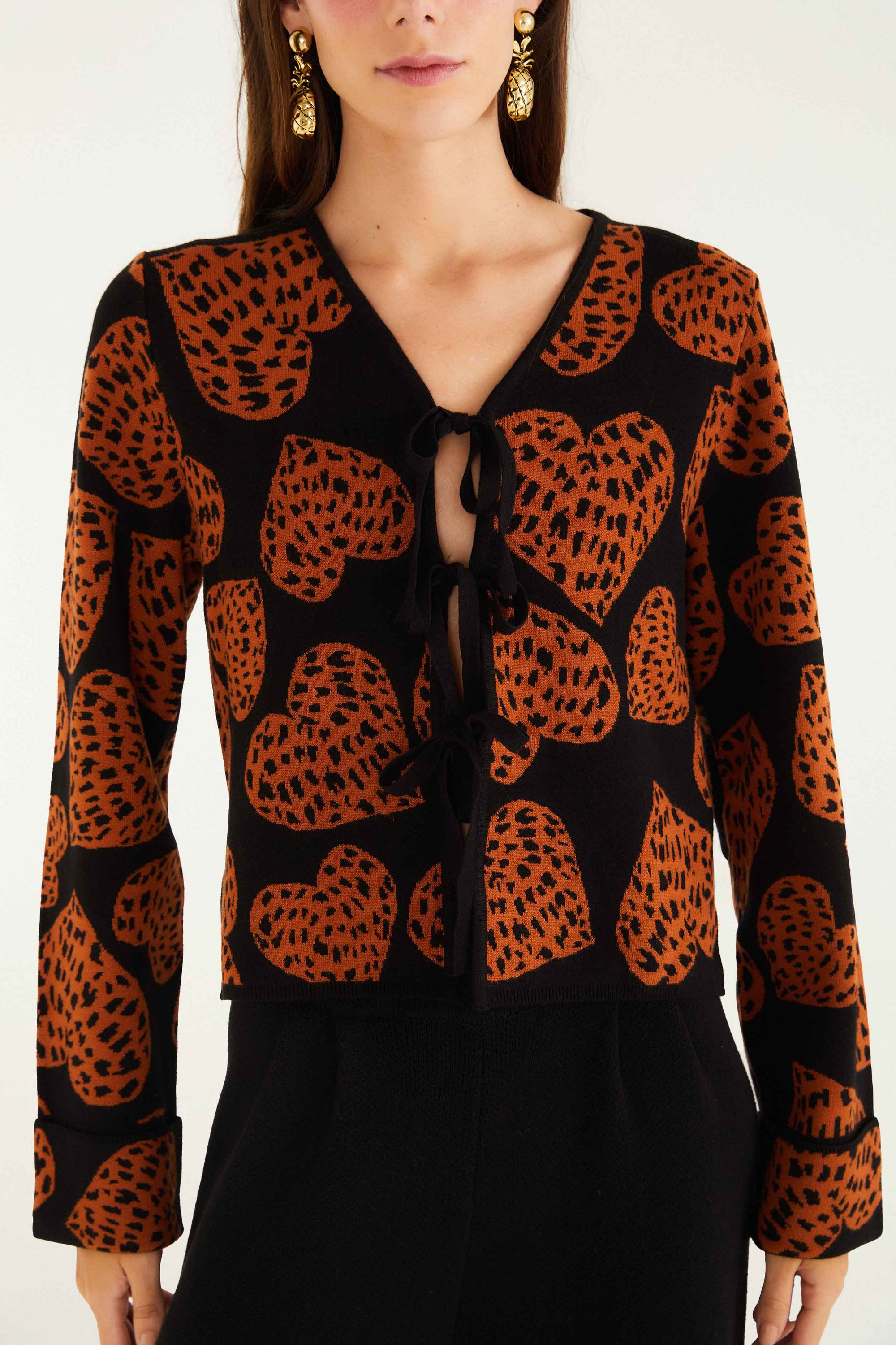 Leopard Hearts Black Cardigan - Leopard Hearts Black