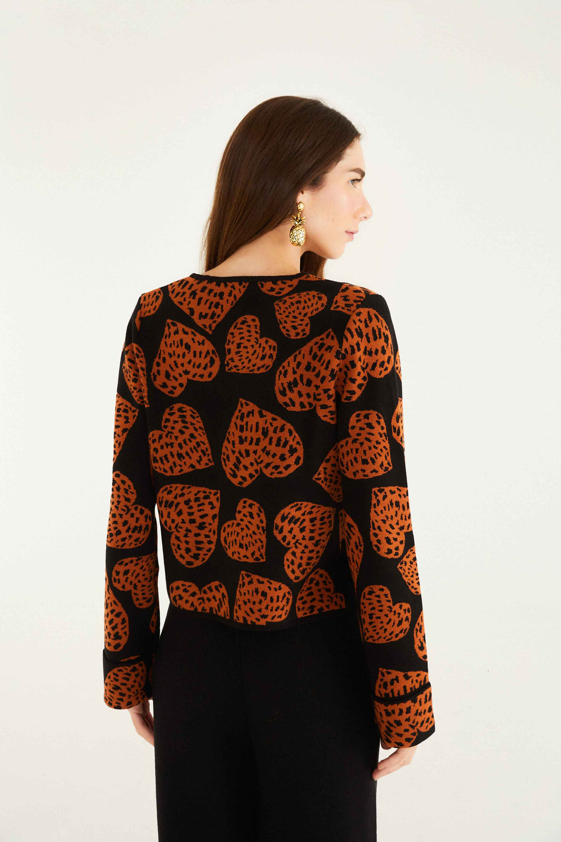 CHECK VUE_Leopard Hearts Black Cardigan - Leopard Hearts Black