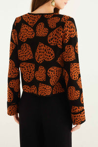 Cardigan Leopard Hearts - Noir