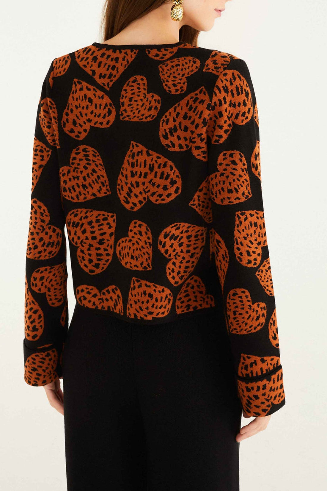 Cardigan Leopard Hearts - Noir