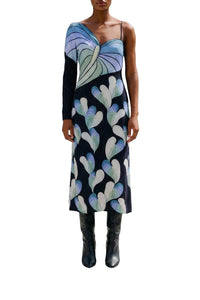 Robe midi Lovely Anthurium - Noir
