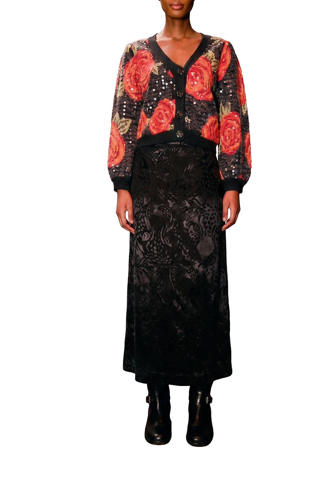 Jupe longue Midnight Leopards - Noir