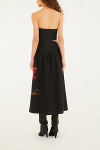 Rosalia Placed linen midi dress - Black