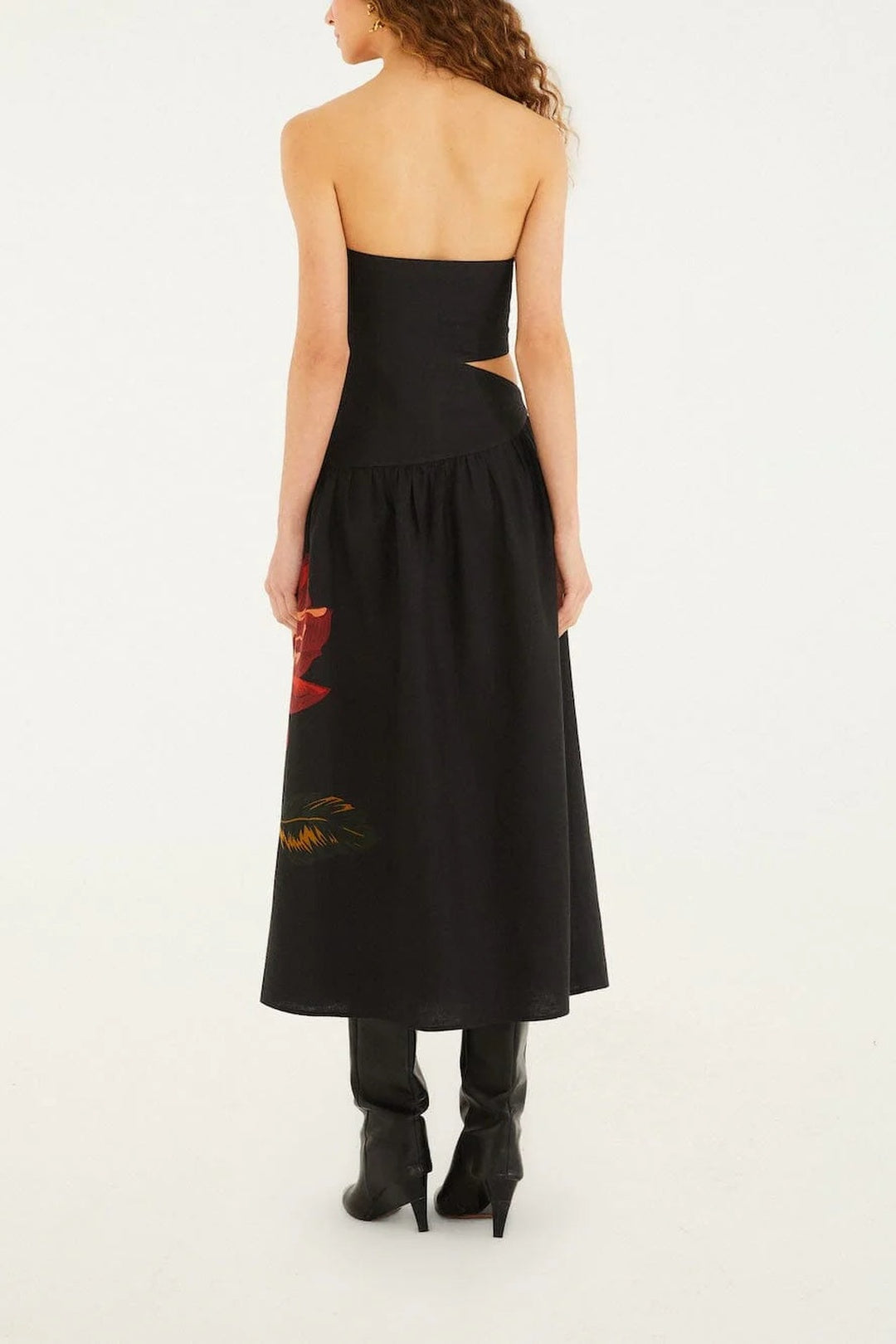 Rosalia Placed linen midi dress - Black