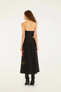DIFFUSELY_Rosalia Placed Black Robe midi - Rosalia Placed Black