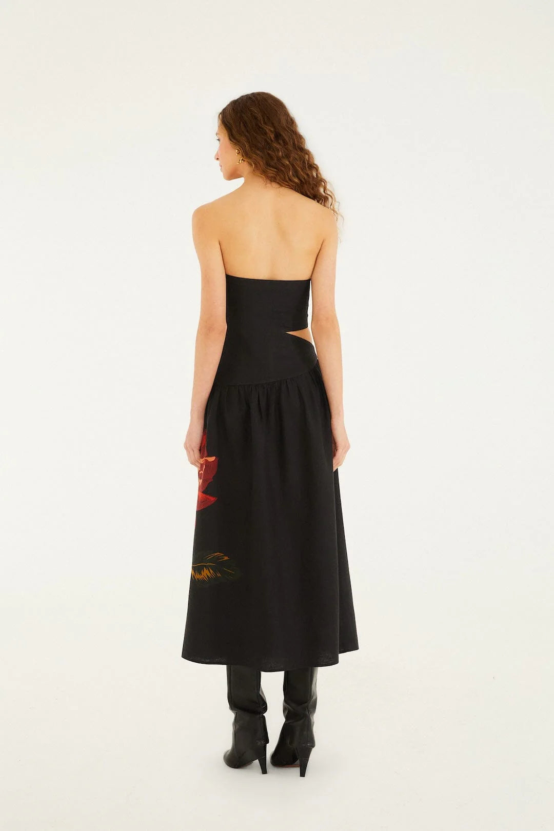 DIFFUSELY_Rosalia Placed Black Robe midi - Rosalia Placed Black