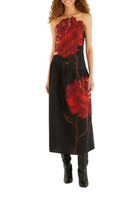 DIFFUSELY_Rosalia Placed Black Robe midi - Rosalia Placed Black
