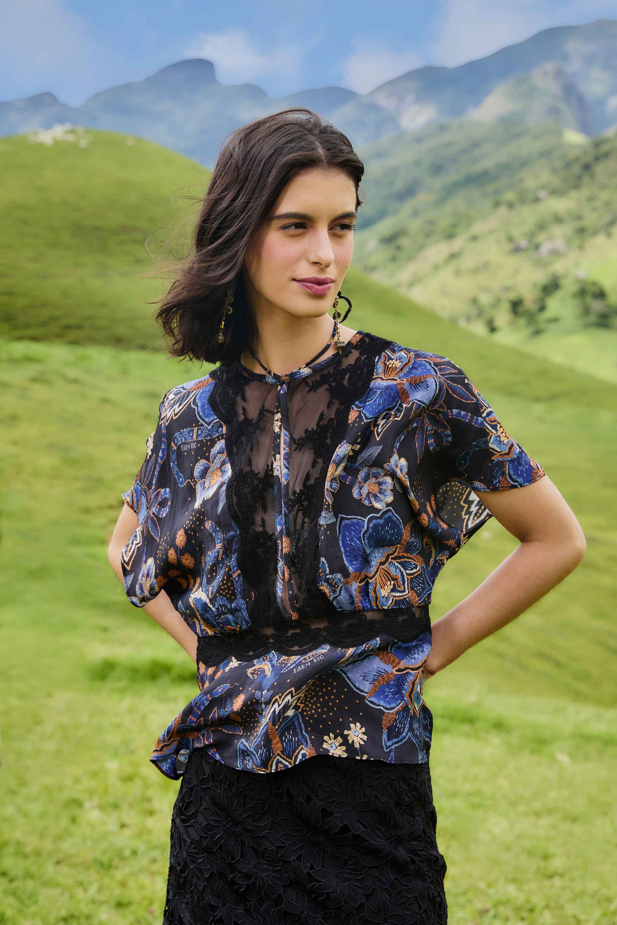 Snakes Bouquet Black Blouse - Snakes Bouquet Black