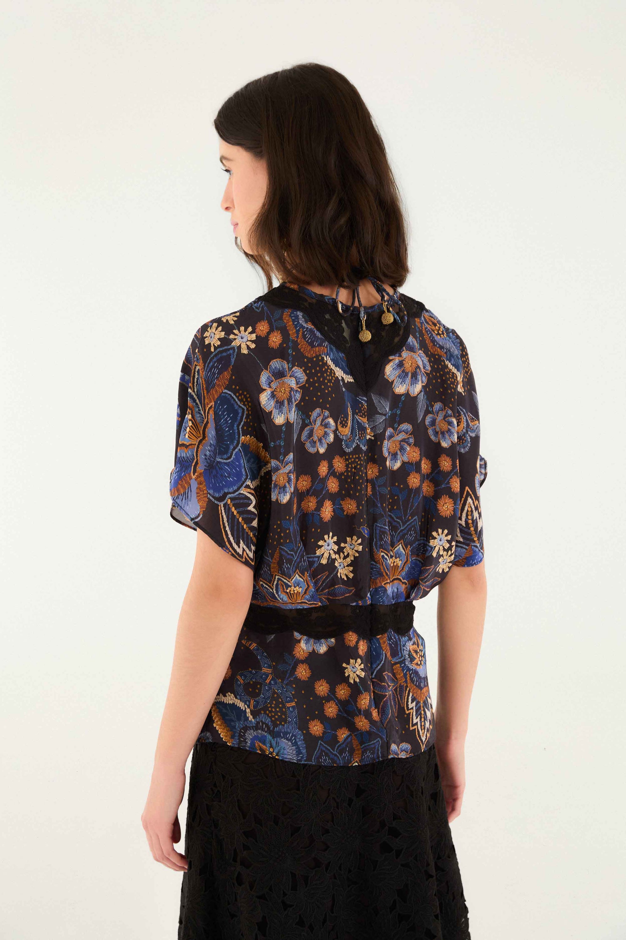 Snakes Bouquet Black Blouse - Snakes Bouquet Black