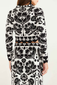 Cardigan Floral Arabesque en maille - Blanc