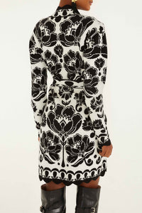 Robe courte Floral Arabesque - Noir