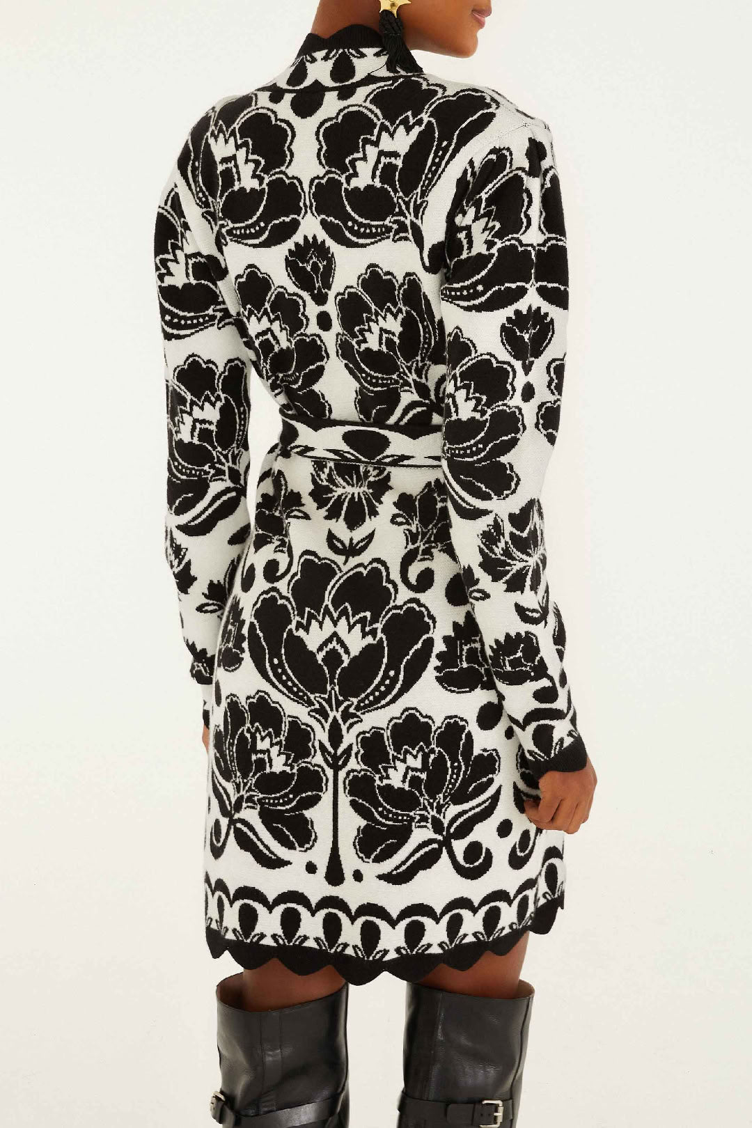 Robe courte Floral Arabesque - Noir