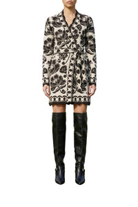 Robe courte Floral Arabesque - Noir