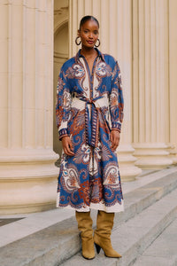 Scarf Blue Robe midi - Scarf Blue
