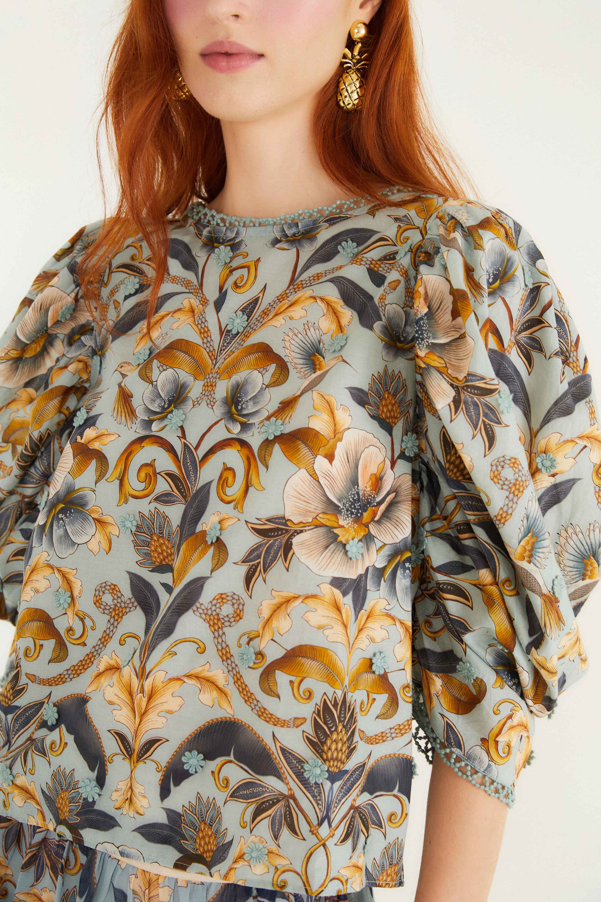 NEW_Snake Garden Blue Chemises & Blouses - Snake Garden Blue