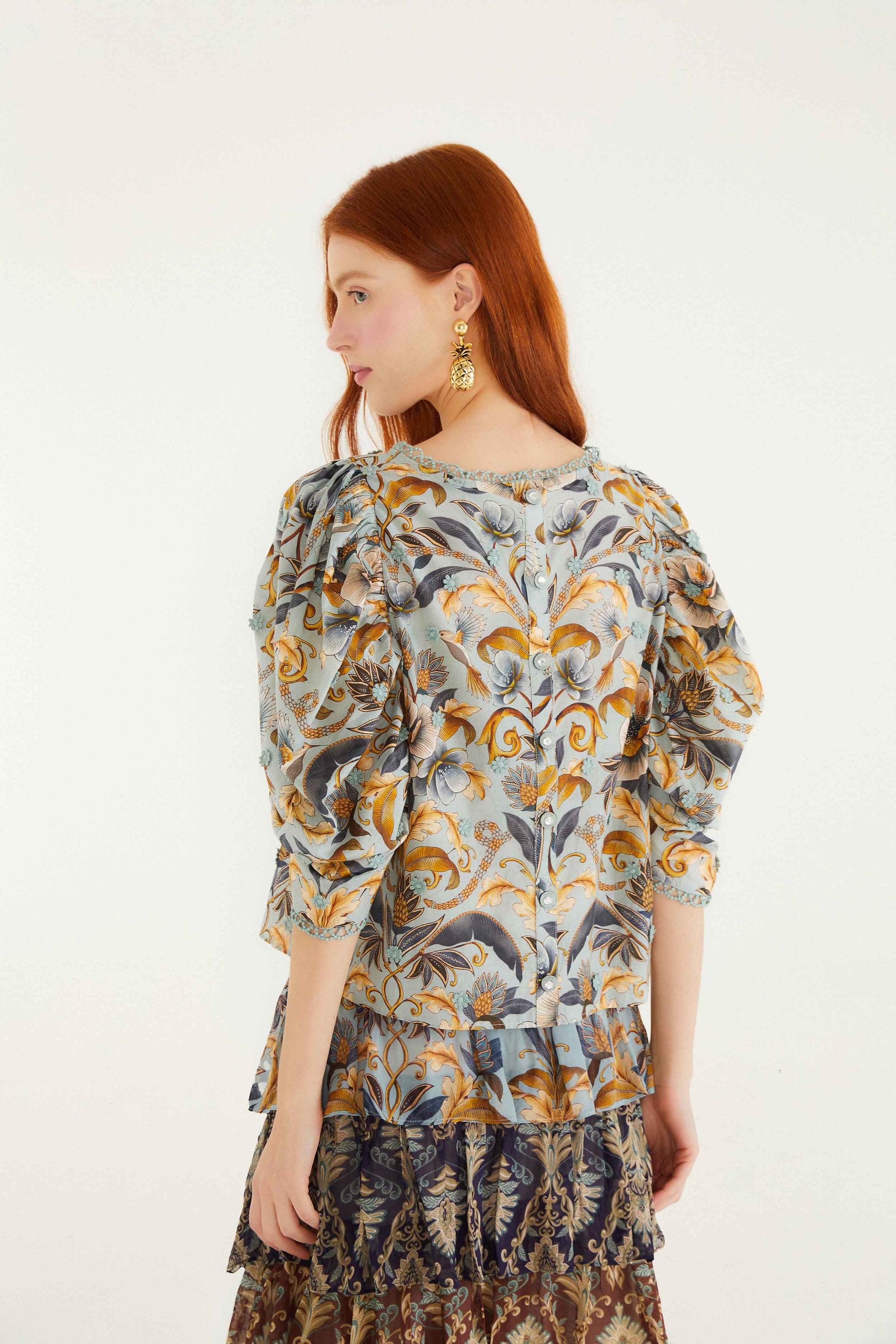 NEW_Snake Garden Blue Chemises & Blouses - Snake Garden Blue