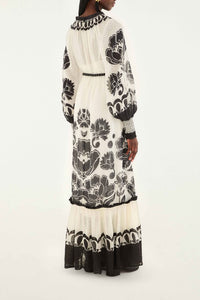 Robe longue Floral Arabesque - Beige