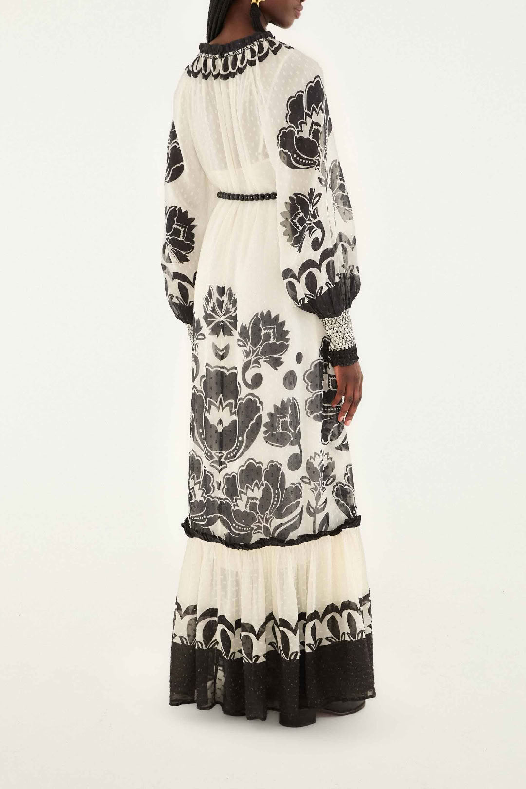 Robe longue Floral Arabesque - Beige