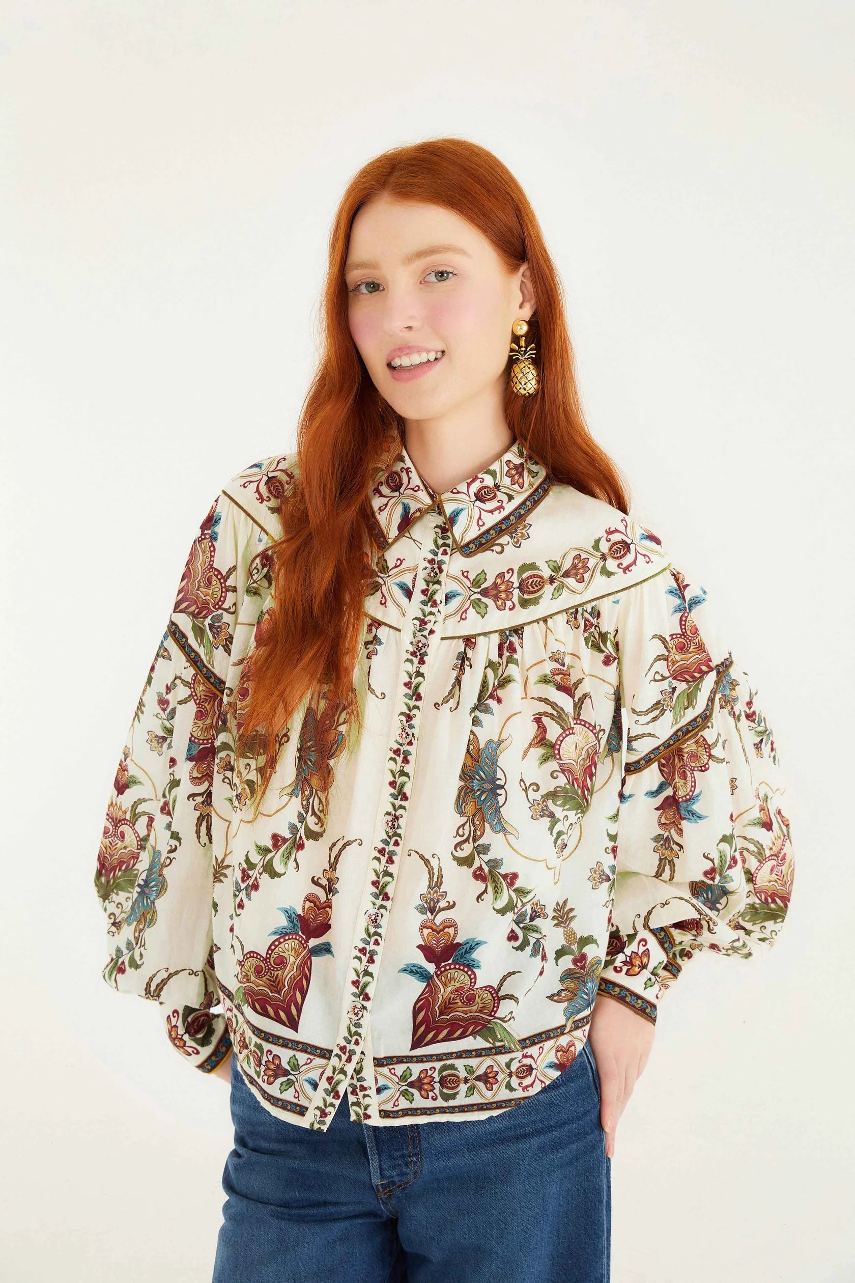 CHECK VUE_Hearts Cream Blouse - Hearts Cream