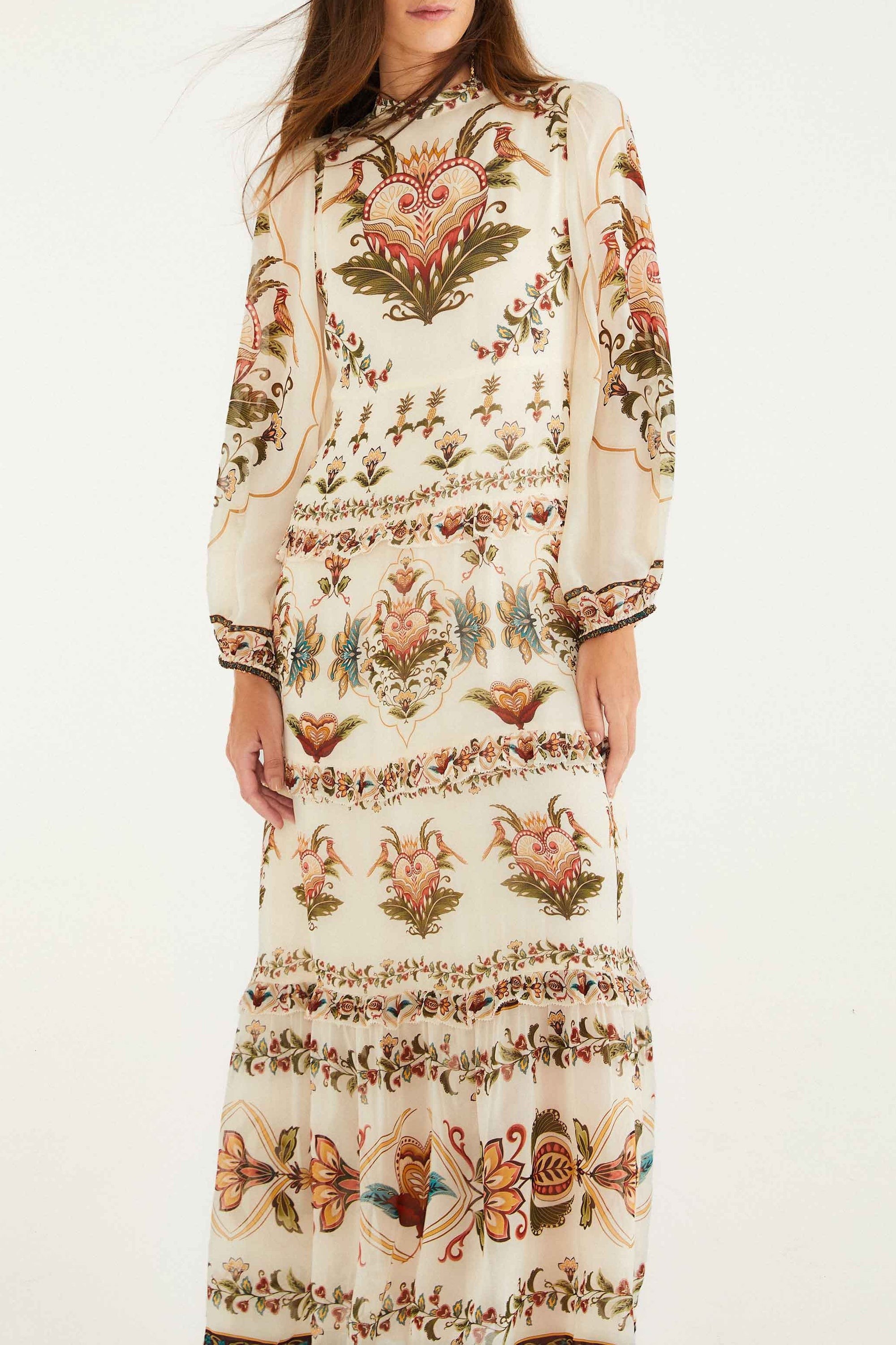 Robe midi Majestic Hearts - Beige