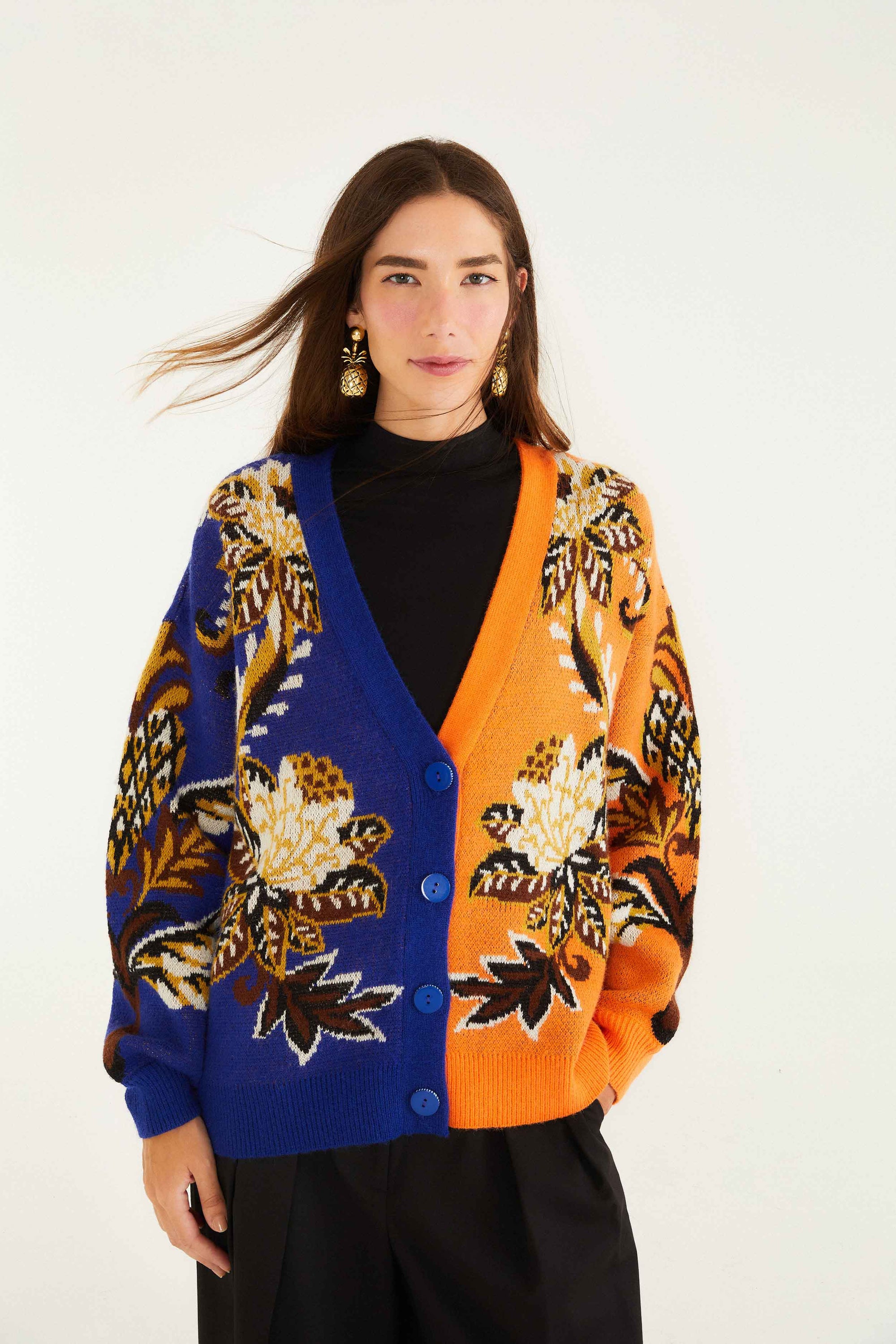 Floral Orange Cardigan - Floral Orange