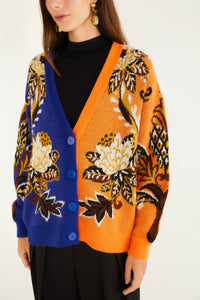 Floral Orange Cardigan - Floral Orange