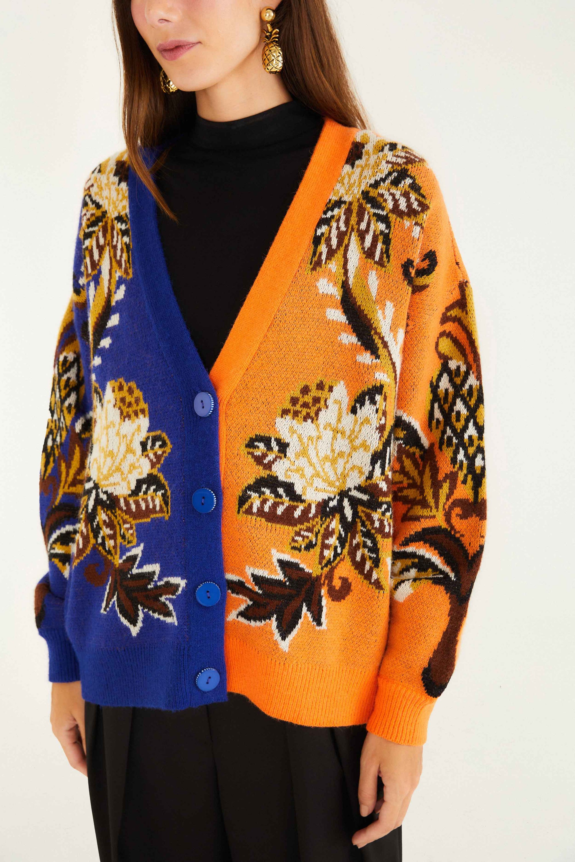 Floral Orange Cardigan - Floral Orange
