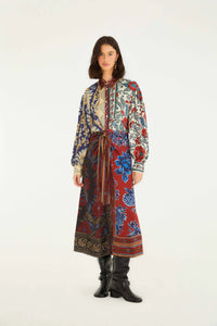 DIFFUSELY_Navy Winter Mix Robe midi - Navy Winter Mix