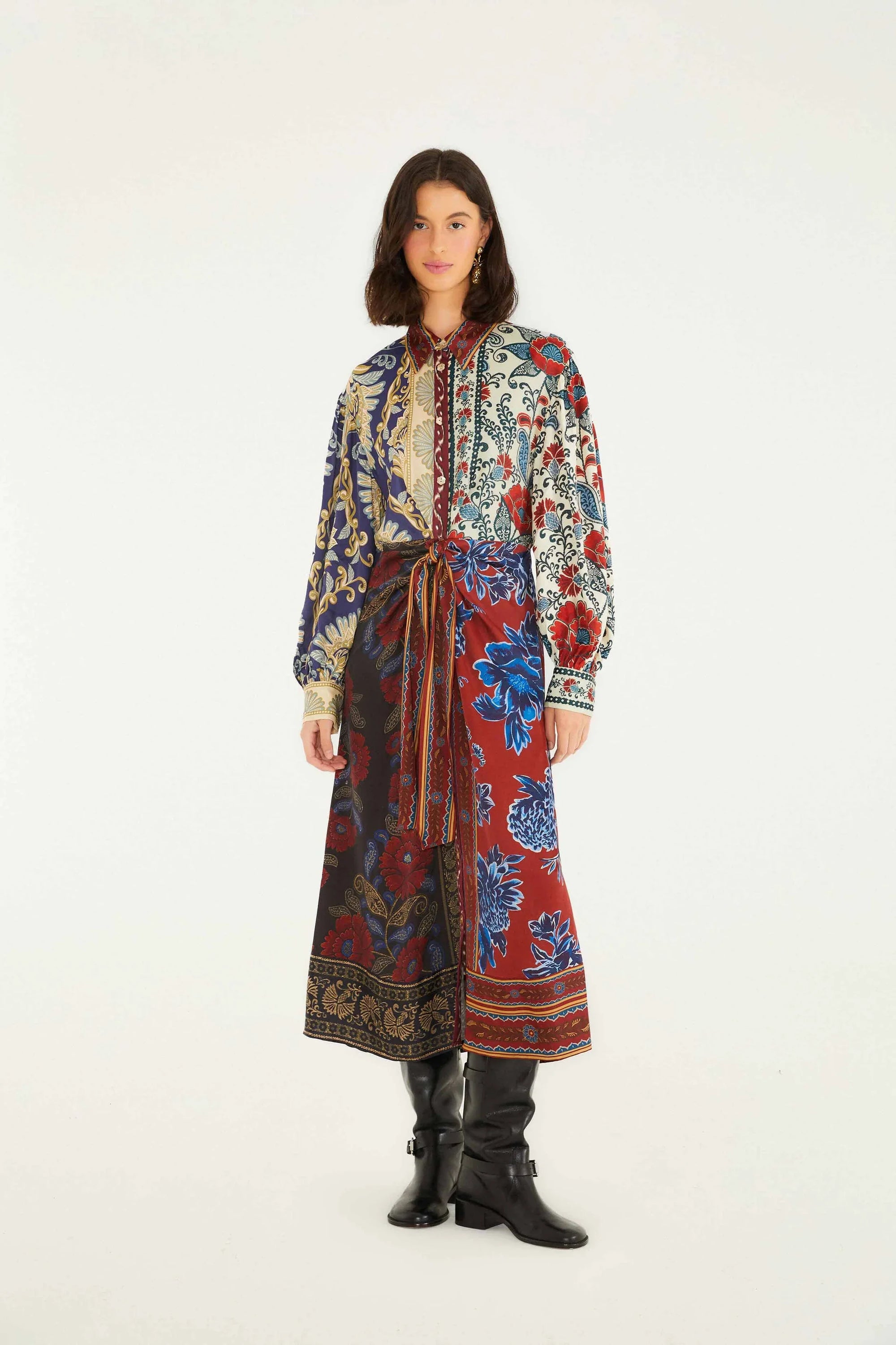 DIFFUSELY_Navy Winter Mix Robe midi - Navy Winter Mix