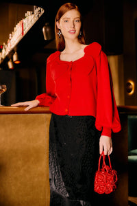 Red Cardigan - Red