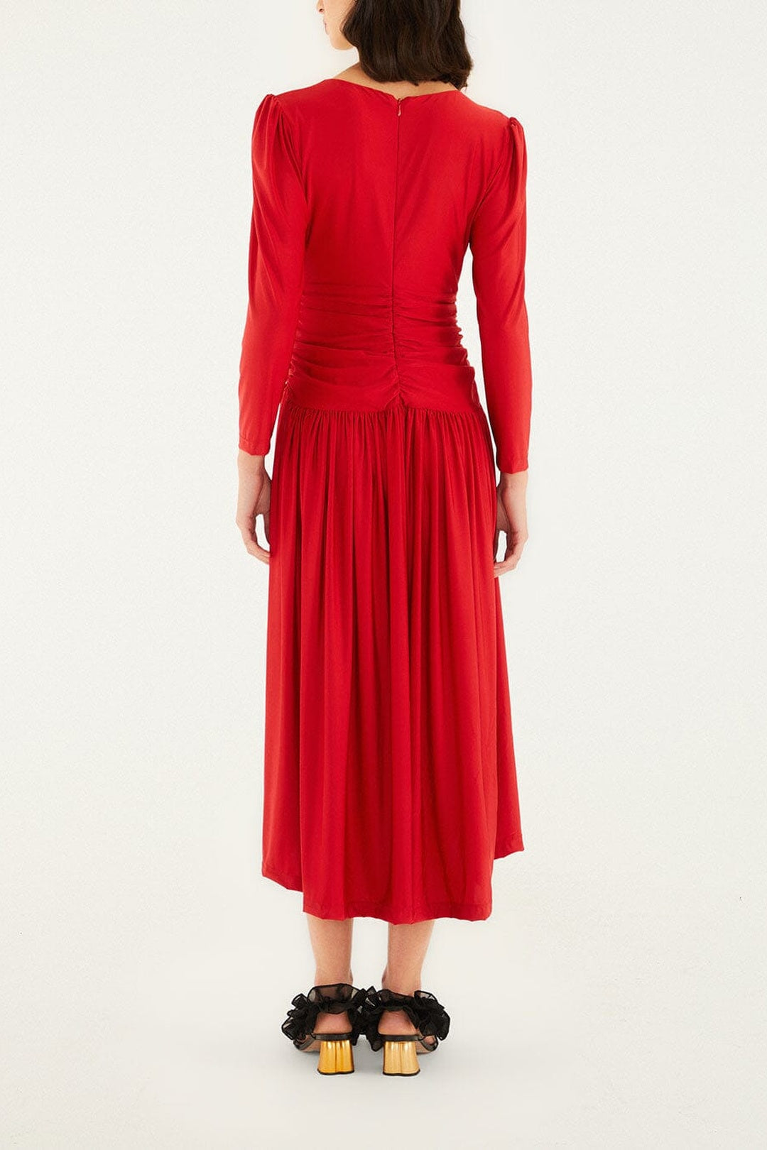 Robe midi Flower - Rouge