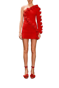 Robe courte asymétrique - Rouge
