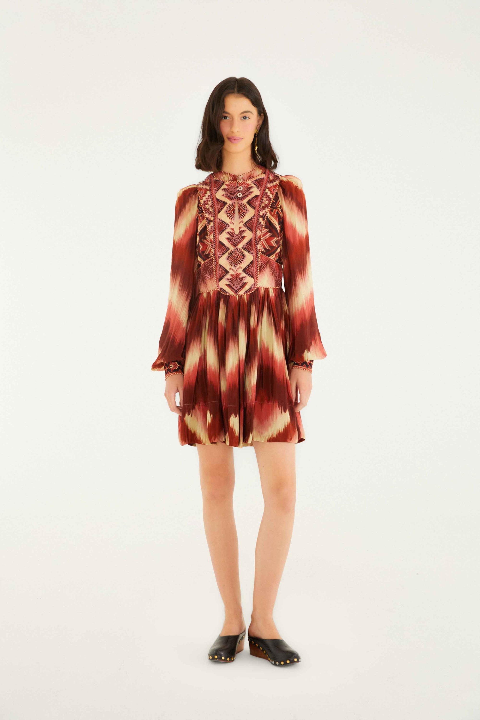 NEW_Amanda Stripes Ikat Red Robes courtes - Amanda Stripes Ikat Red