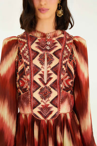 NEW_Amanda Stripes Ikat Red Robes courtes - Amanda Stripes Ikat Red