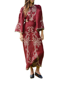 Robe midi en lin - Bordeaux