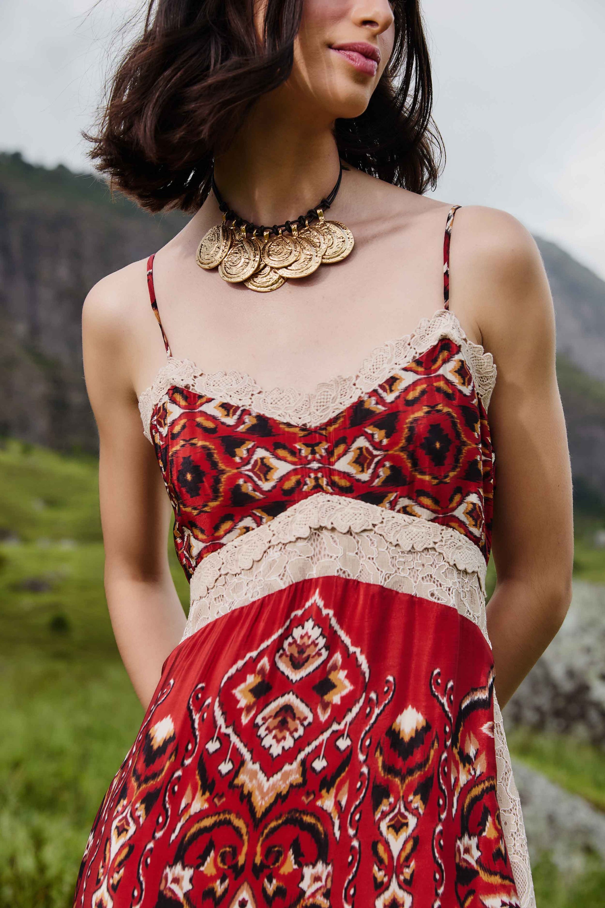 NEW_Ainika Pineapple Ikat Sand Robes midi - Ainika Pineapple Ikat Sand