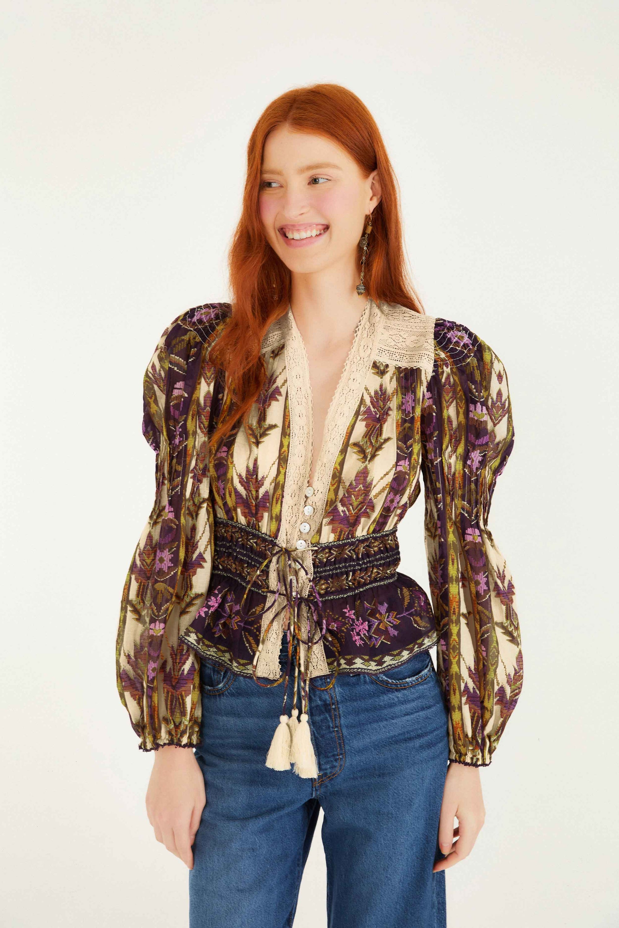 NEW_Embroidered Tapestry Sand Chemises & Blouses - Embroidered Tapestry Sand